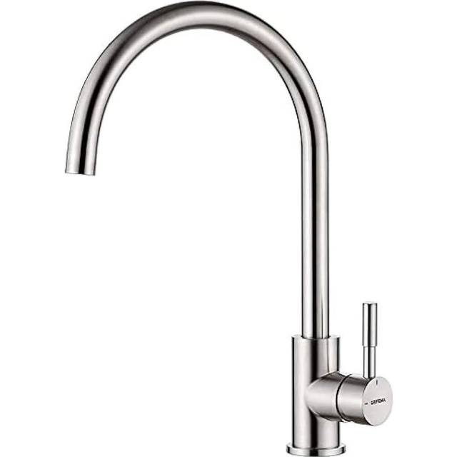 Faucema Irismart - Kitchen tap with 360 ° adjustable pipe, high, gray sink mixer (steel) [exclusive in Amazon]