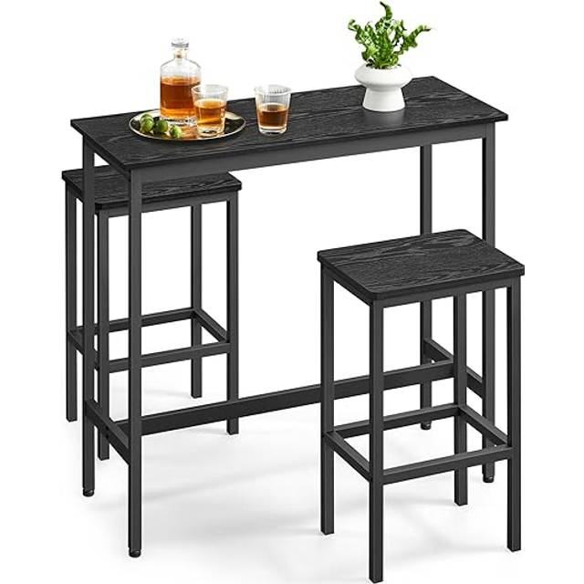 Dining Table Set, Bar Table and Stools, Kitchen Table, Ebony Black and Ink Black