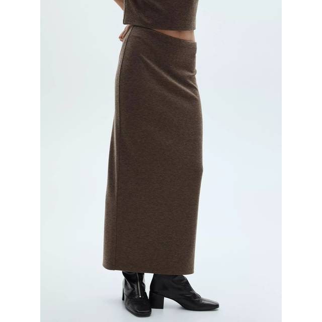 Mango Wyatt Back Split Skirt, Brown