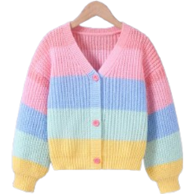 Tween Girl Colorblock Drop Shoulder Cardigan - Rosa (8Y,9Y,10Y,11-12Y)