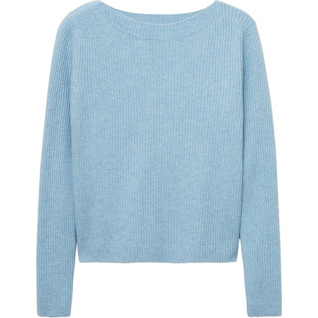Mango Brule Boat Neck Ribbed Sweater, Blue