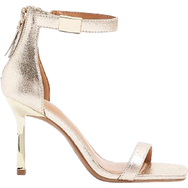 River Island Womens Gold Clasp Strap Heeled Sandals - 6