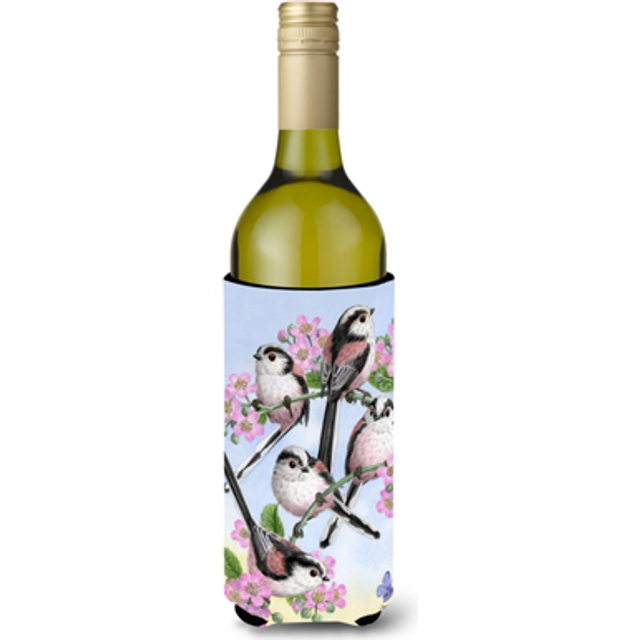 Caroline's Treasures Party Of 5 Long Tailed Tits Wine Bottle Koozie Hugger  750 ml  Multicolor
