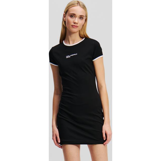 Karl Lagerfeld, Logo Fitted T-shirt Dress, Woman, Black, Size: L