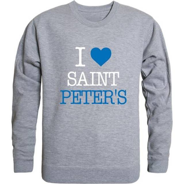 W Republic 552-473-HGY-03 Saint Peters University Peacocks I Love Crewneck Sweatshirt, Heather Grey - Large
