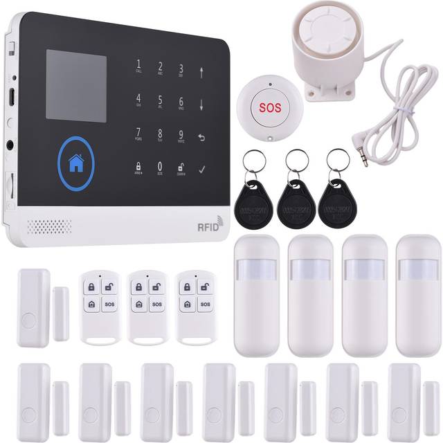 4G WiFi Wireless Home Alarm System DIY Smart Wireless Alarm System with TY APP Control 2.4-Inch TFT svart