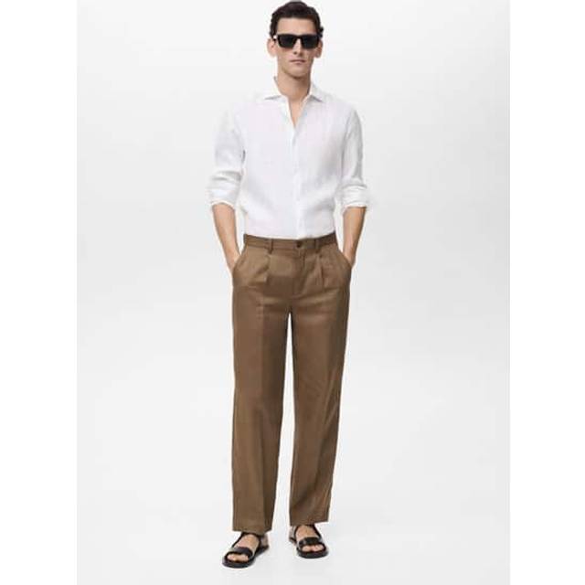 Mango Tucan Linen Regular Fit Shirt, White