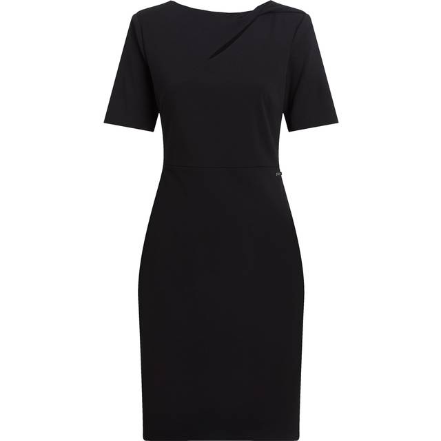 CALVIN KLEIN Scuba Crepe Front Twist Dress |Svart |44