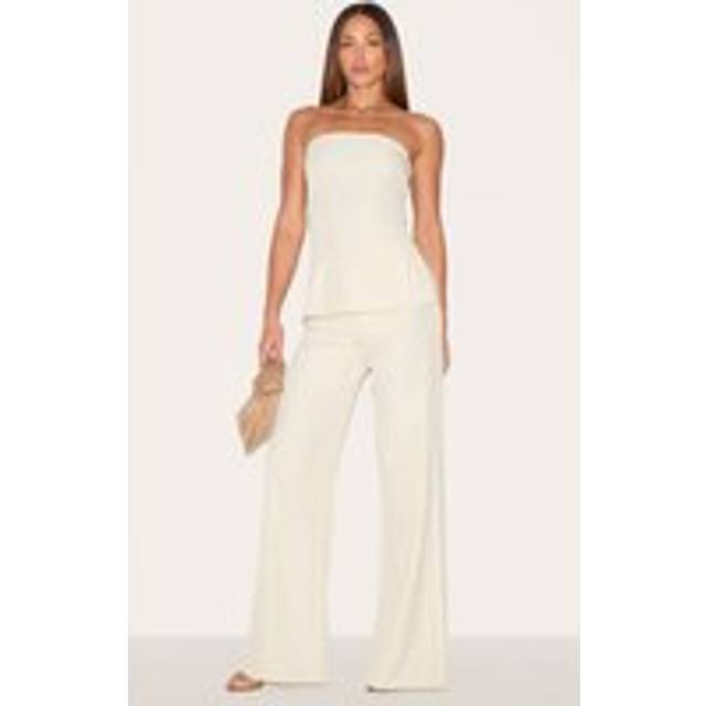 Tall Almond Mid Rise Tailored Wide Leg Trousers, Almond - 14