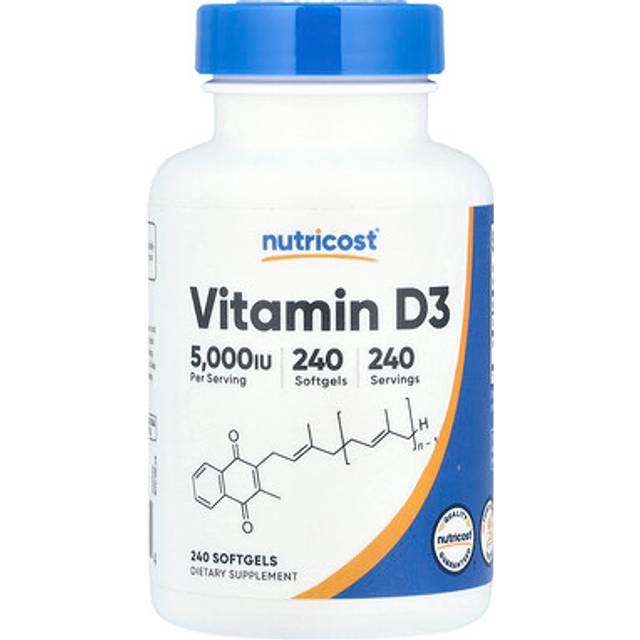 Nutricost  Vitamin D3  125 mcg (5 000 IU)  240 Softgels