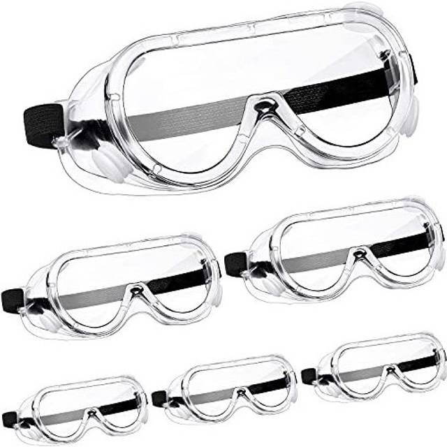 6 Pairs Safety Goggles Protective Safety Glasses Chemical Splash Resistant Goggle Clear Adjustable Goggle for Home Lab Workplace Eye Protection Black