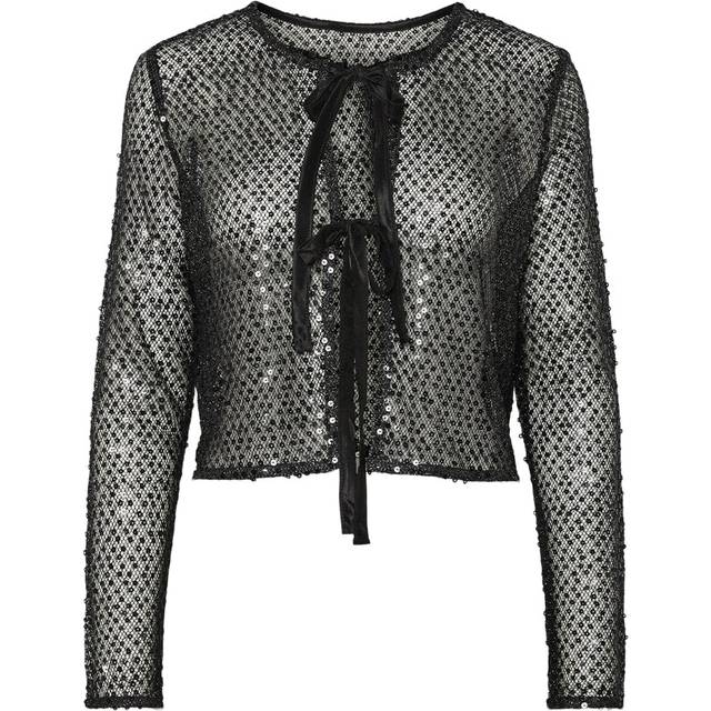 Pieces Pcrissi LS Reversible Sequins Cardi Dam Koftor & Cardigans Stl. S - Från Magasin - Sort (S)