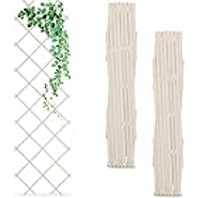 Relaxdays - 3x Garden Trellis, Climbing Plants Support, Balcony & Terrace, Extendable, Wooden Wall Frame, 180x60cm, White