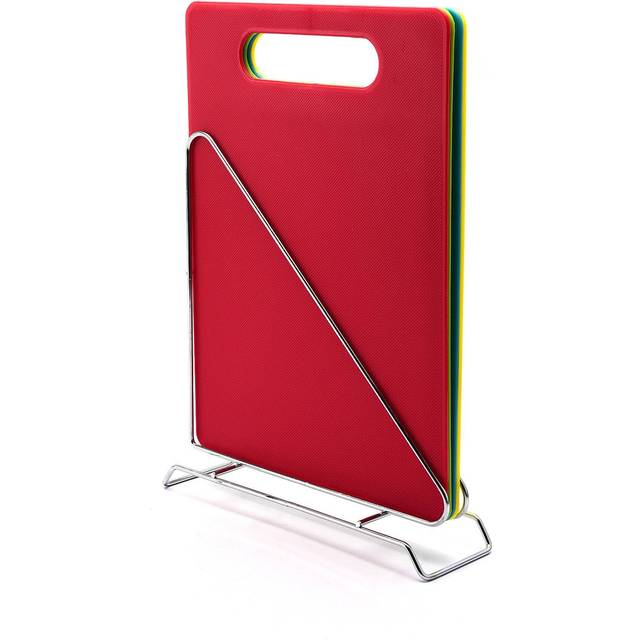 Set of 4 Chopping Boards with Holder - Multicolor