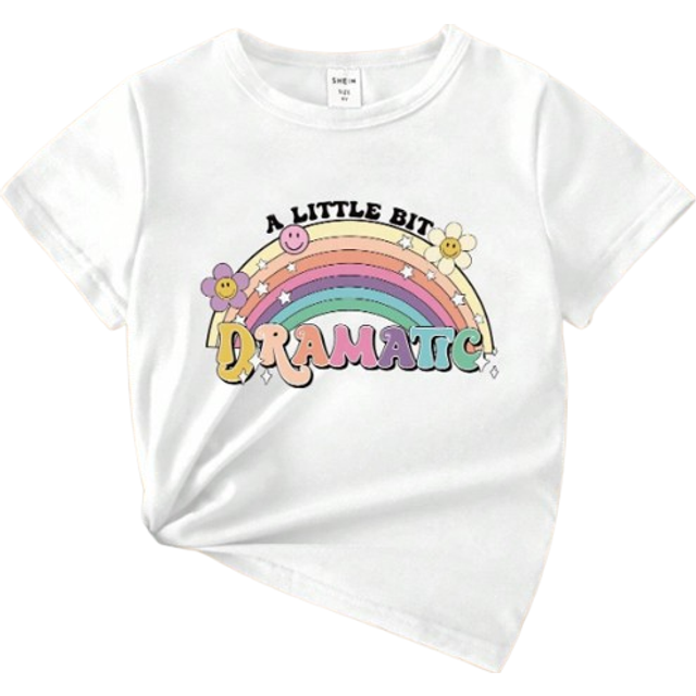 SHEIN Young Girl&#39;s Rainbow Letter Print Short Sleeve T-Shirt