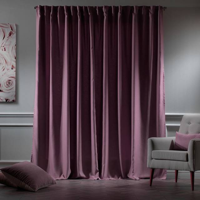 100% Blackout Textured Extra Long & Extra Wide Decorative Curtain - Single Panel - Rose pink (130cm Width x 265cm Drop)