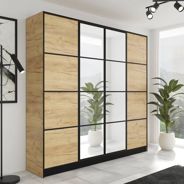 WARDROBE - Oak Craft Gold (205cm H X 204.4cm W X 39cm D)