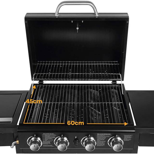 Dakota Fields 4 - Burner Natural Gas Infrared 18000 BTU BTU Gas and Charcoal Grill with Side Burner and Cabinet - Stainless Steel (4)