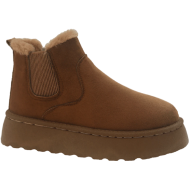 SHEIN Khaki Thick Soled Winter Snow Boots, Women Casual Ankle Boots With Plush Lining & Anti-Slip Outsole, Plus Size
