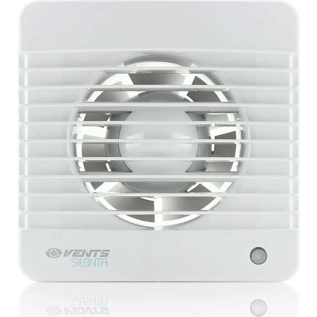 "Vents Silent 100mm (4"" inch) Bathroom Extractor Fan with Run On Timer, Energy Saving and Quiet - Universal White Shower Wall Ceiling Mounted kitchen M"