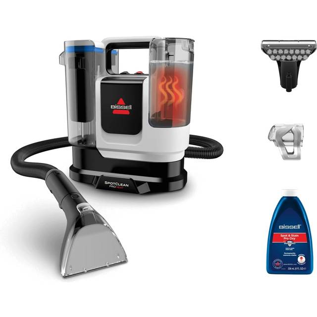 BISSELL SpotClean ProHeat Advanced, Bärbar dammsugare tvätta mattor, Kompakt Mattvätt för flera ytor, Kraftfull 1125W motor, Triple-Cleaning system för envisa fläckar, Med sladd, 3924N