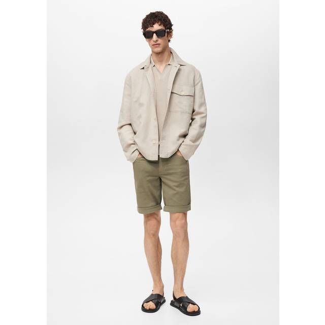Slim fit cotton Bermuda shorts khaki - Man - 31 - MANGO MAN - Khaki
