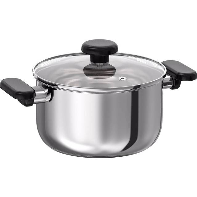 MIDDAGSMAT gryta med lock, klarglas/rostfritt stål, 3 l