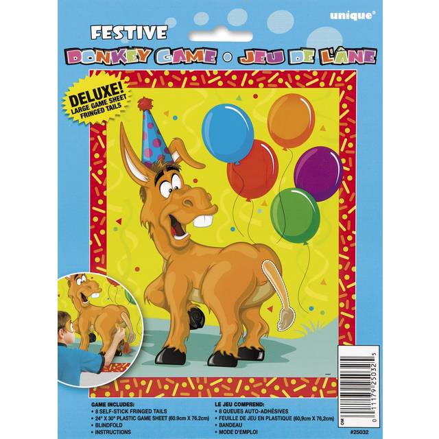 Unique Party 25032 - Deluxe Pin the Tail on the Donkey Game for 8