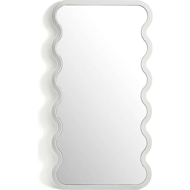 Ribbed Wavy Full Length Leaner Mirror - White