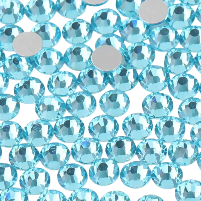 beadsland 1440 Piece Flat Back Crystal Rhinestones Round Gems,1.3mm-6.5mm,Aquamarine(SS10(2.7-2.8mm))