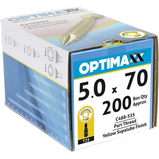 Optimaxx TX Countersunk Passivated Wood Screw - 5 x 70mm - Pack of 200
