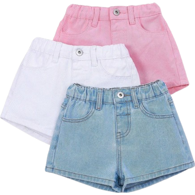 SHEIN Young Girl Multicolored All-Match Loose-Fit Casual Denim Shorts, Set Of Several Pieces For Mix And Match