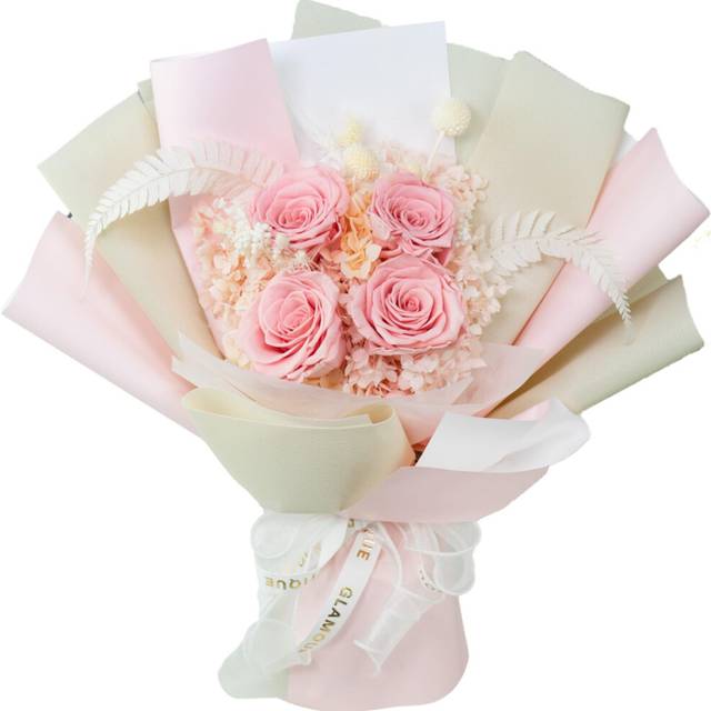 GLAMOUR BOUTIQUE Preserved Flowers Bouquet - Flowers Forever in a Box with Hydrangeas & More  Gift Ready for Anniversary  Birthday  Valentine's Day  M