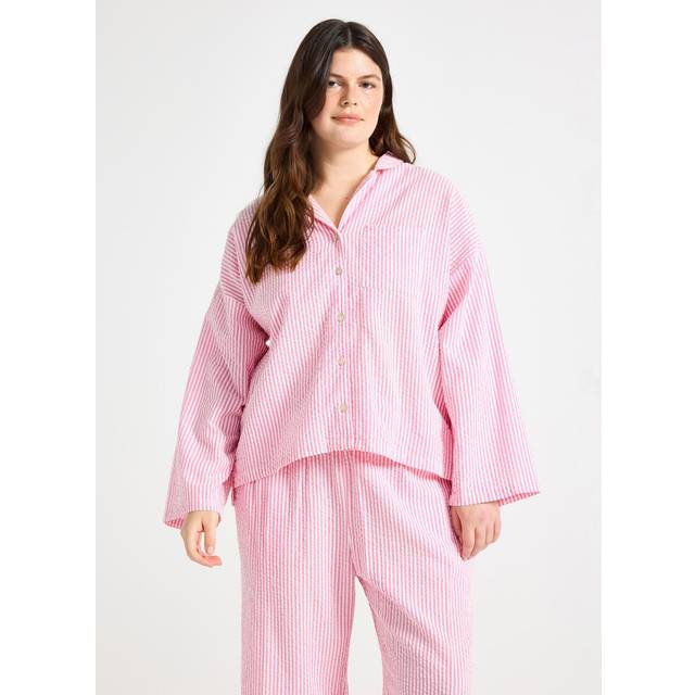 LINDEX Pyjama Shirt Seersucker |Rosa |S