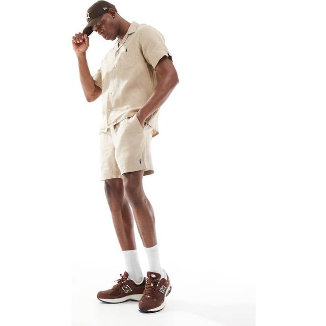 Straight Linen Shorts - beige