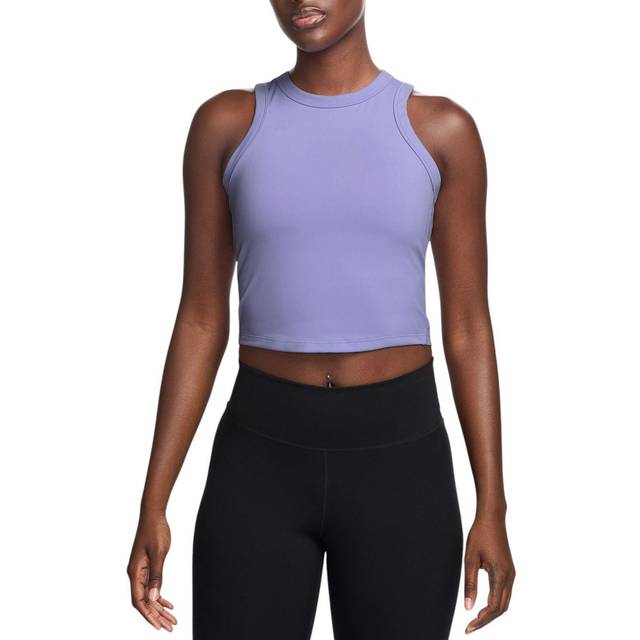 Nike One Fitted Women's Dri-FIT Cropped Tank Top - Purple - Polyester/Elastane - XL (UK 20&#x2013;22)