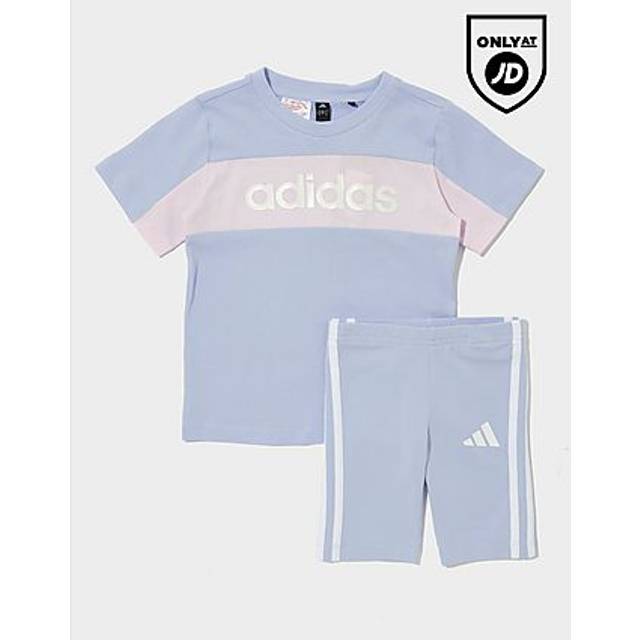 adidas Girls' Linear T-Shirt/Shorts Set Children - Purple - 3-4Y