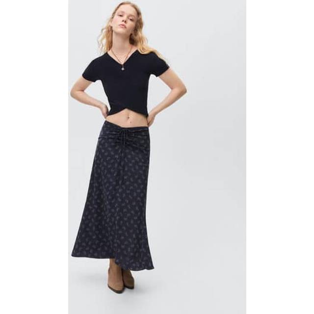 Printed long skirt dark navy - Teenage girl - S - MANGO TEEN - Dark Navy