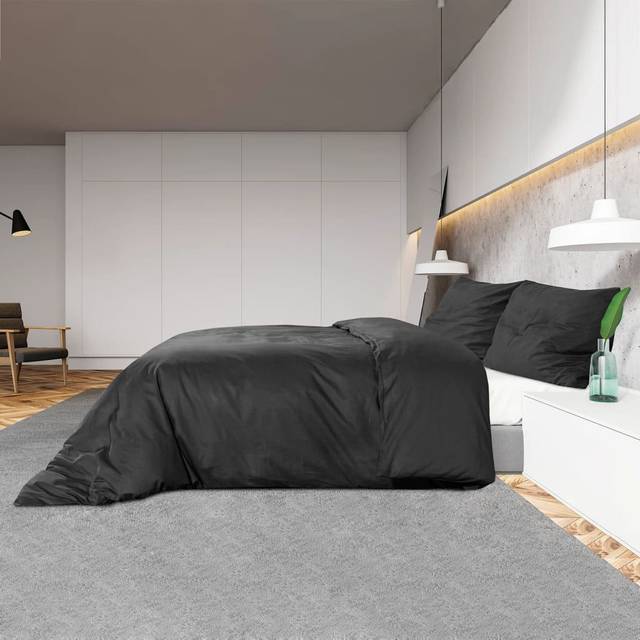 Black Egyptian Quality Cotton Traditional Duvet Cover Set (260 x 240 cm + 65 x 65 cm)