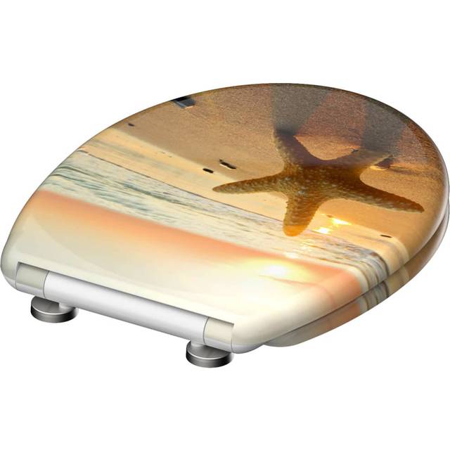 Schütte Duroplast Toilet Seat with Soft-Close Sea Star Printed - Brown (1.77cm H X 14.72cm W X 45.3cm D)