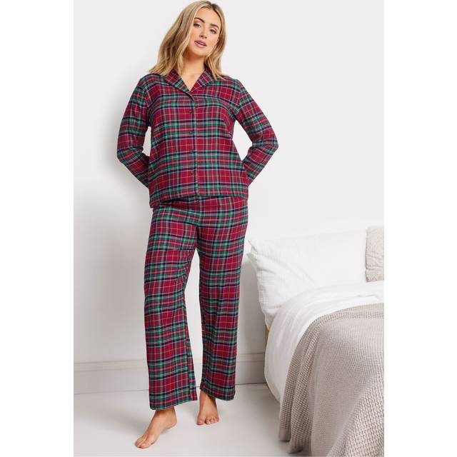 M&Co Red Cotton Check Pyjama Set 14-16 M&Co Womens