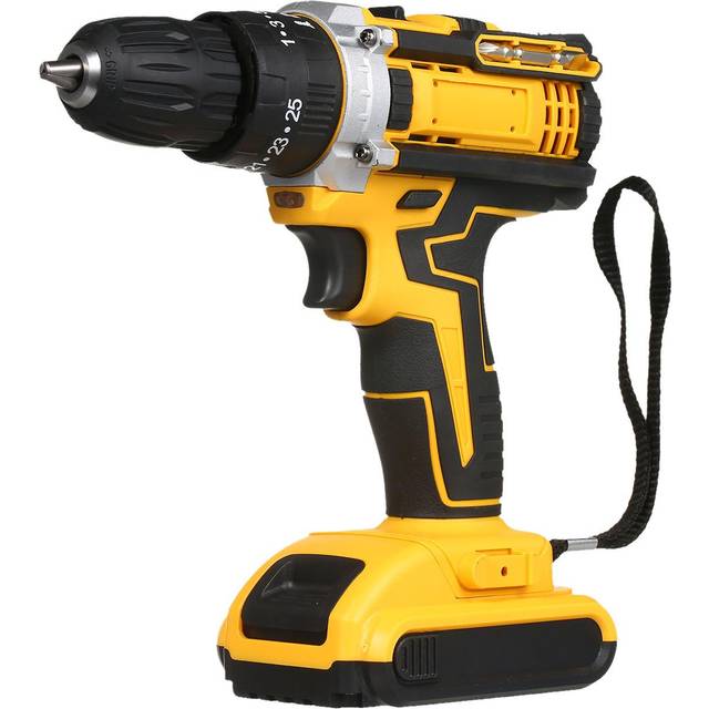 Cordless Drill Driver Kits with 2 Battery 21V Hand-held Electric Drill with 38inch Keyless Chuck EU Plug yellow