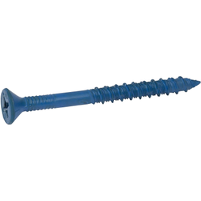 "CONFAST 3/16"""""""" x 4"""""""" Blue Flat Phillips Concrete Screw Anchor with Drill Bit for Anchoring to Masonry  Block or Brick (100 per Box)"