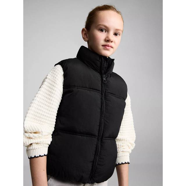 Mango Girls Short Padded Gilet - Black, Black, Size 7-8 Years - 7-8 YEARS