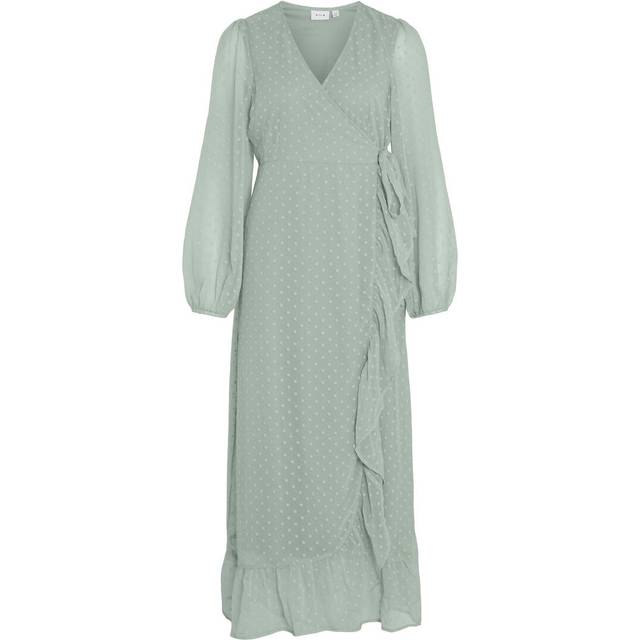 VILA Viedee L/S Ankle Wrap Dress |Grön |36