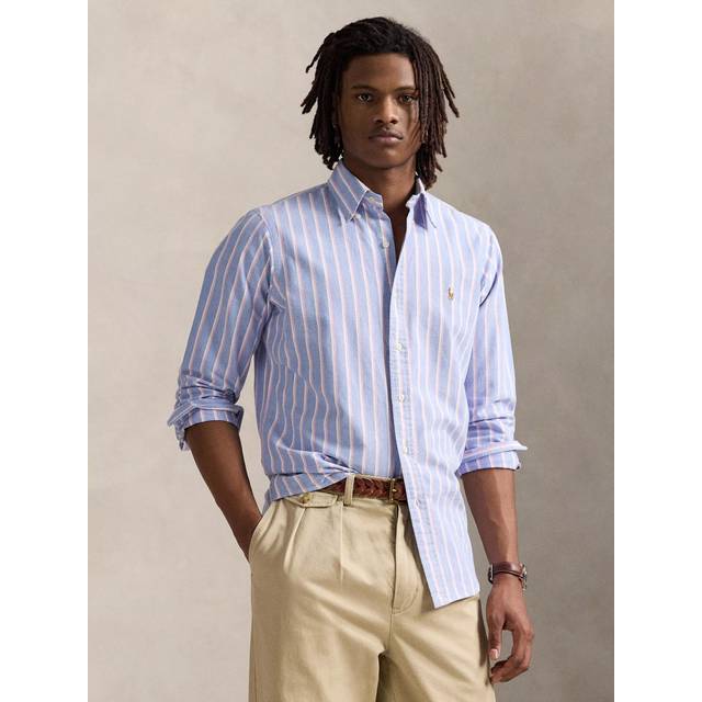 Ralph Lauren Stripe Cotton Regular Fit Oxford Shirt, Blue/Pink
