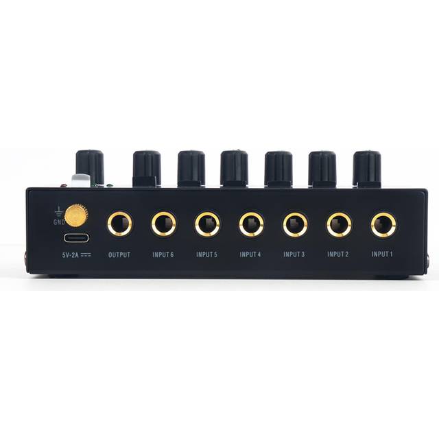 Mini Audio Mixer Stereo Line Mixer för Sub-Mixing Ultra Low-Noise 6-Channel för gitarrer bas EU Plug svart