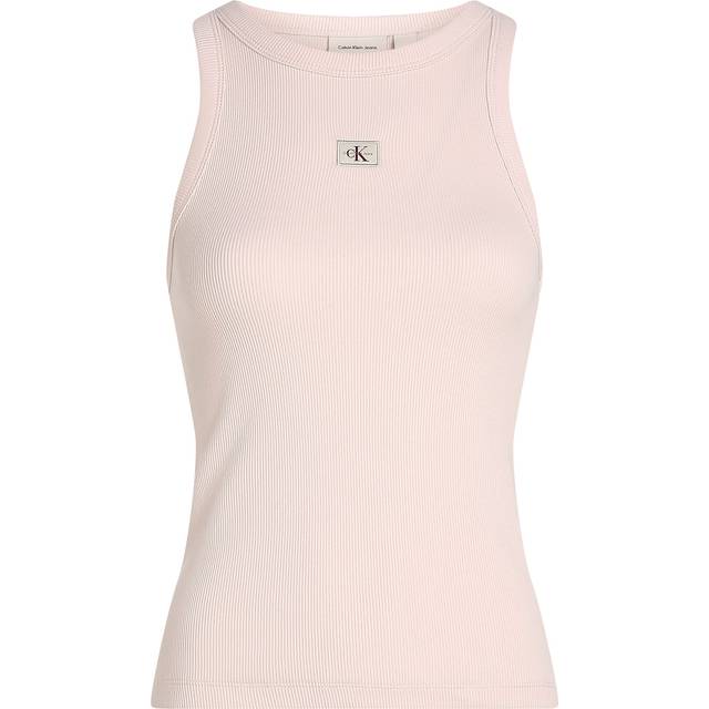 Slim Ribbed Cotton Tank Top - Pink - XS