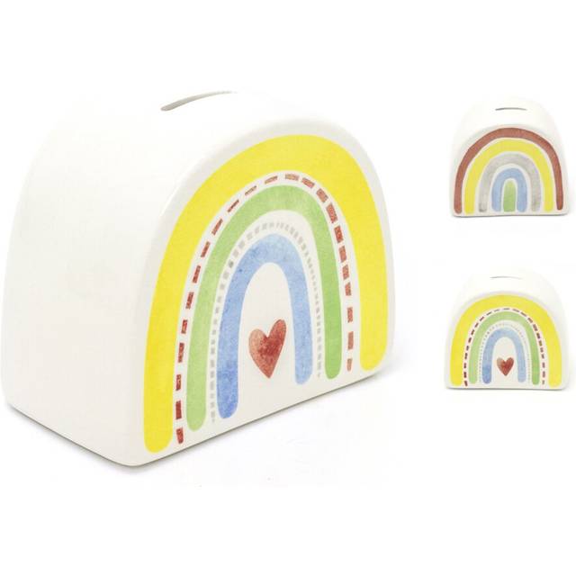 Childrens Rainbow Money Box | Ceramic Rainbow Shaped Piggy Bank Pot For Kids