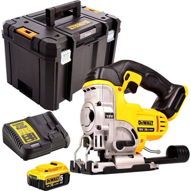 DEWALT DCS331N 18V Cordless Jigsaw with 1 x 5.0Ah Battery & Charger in Case, 400 W, 18 V, Yellow/Black